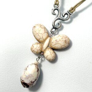 2/$20, Natural Magnesite Butterfly Necklace, Genuine Gemstone Cord Necklace